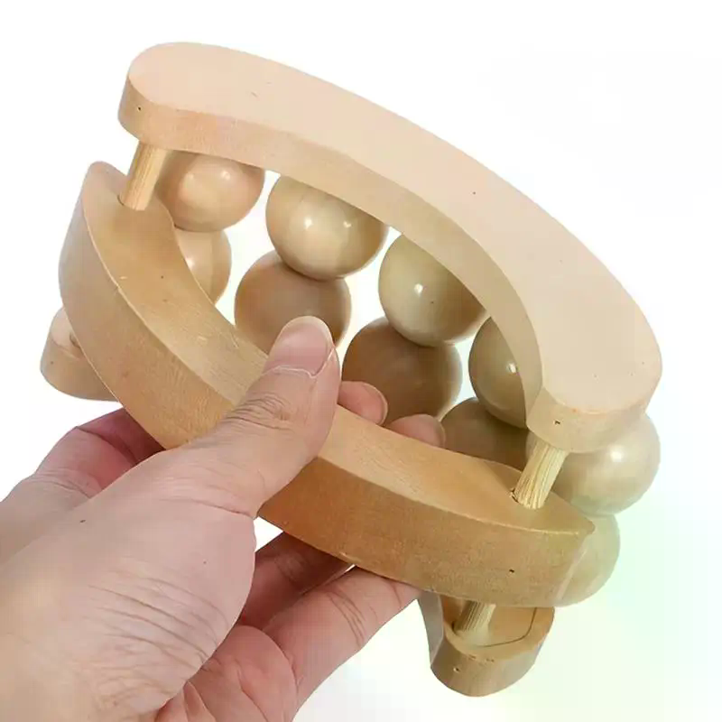 Home Gym Unit - Handheld Wooden Roller Massager Ball for