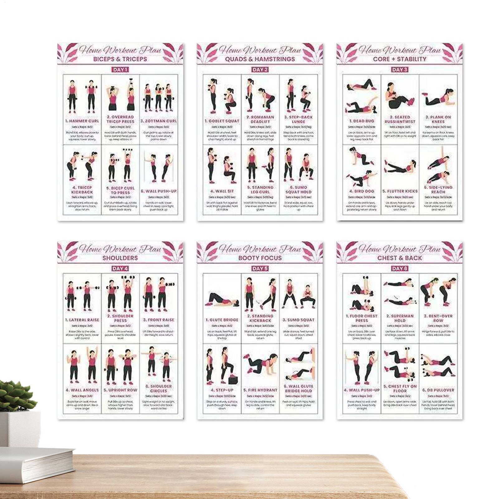 Exercise Posters 6 Pieces Full - مراجعة Home Gym Guide وسعره